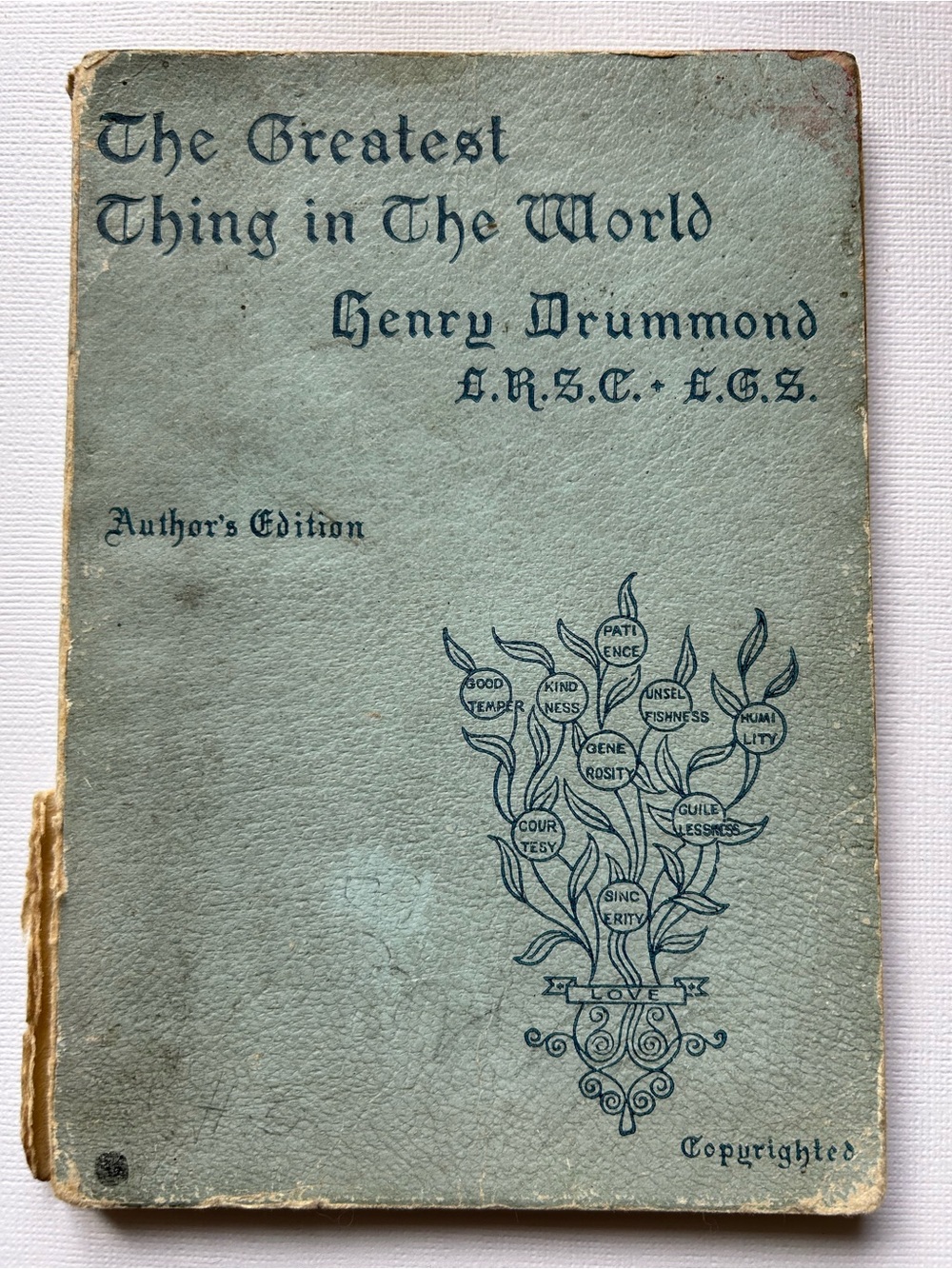 Antique 1890 Blue Soft cover Book by Henry Drummond